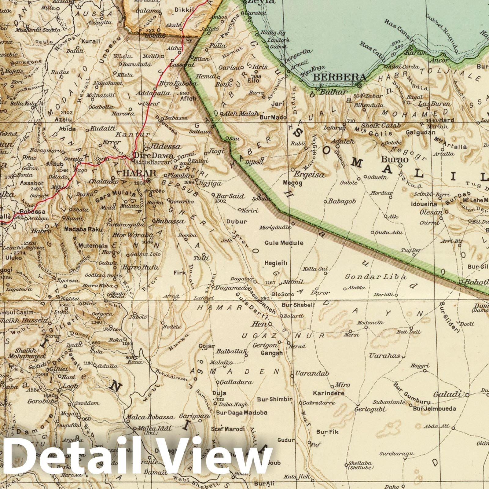 Eritrea, Ethiopia, and Somalia, 1929 - Historical Map Print
