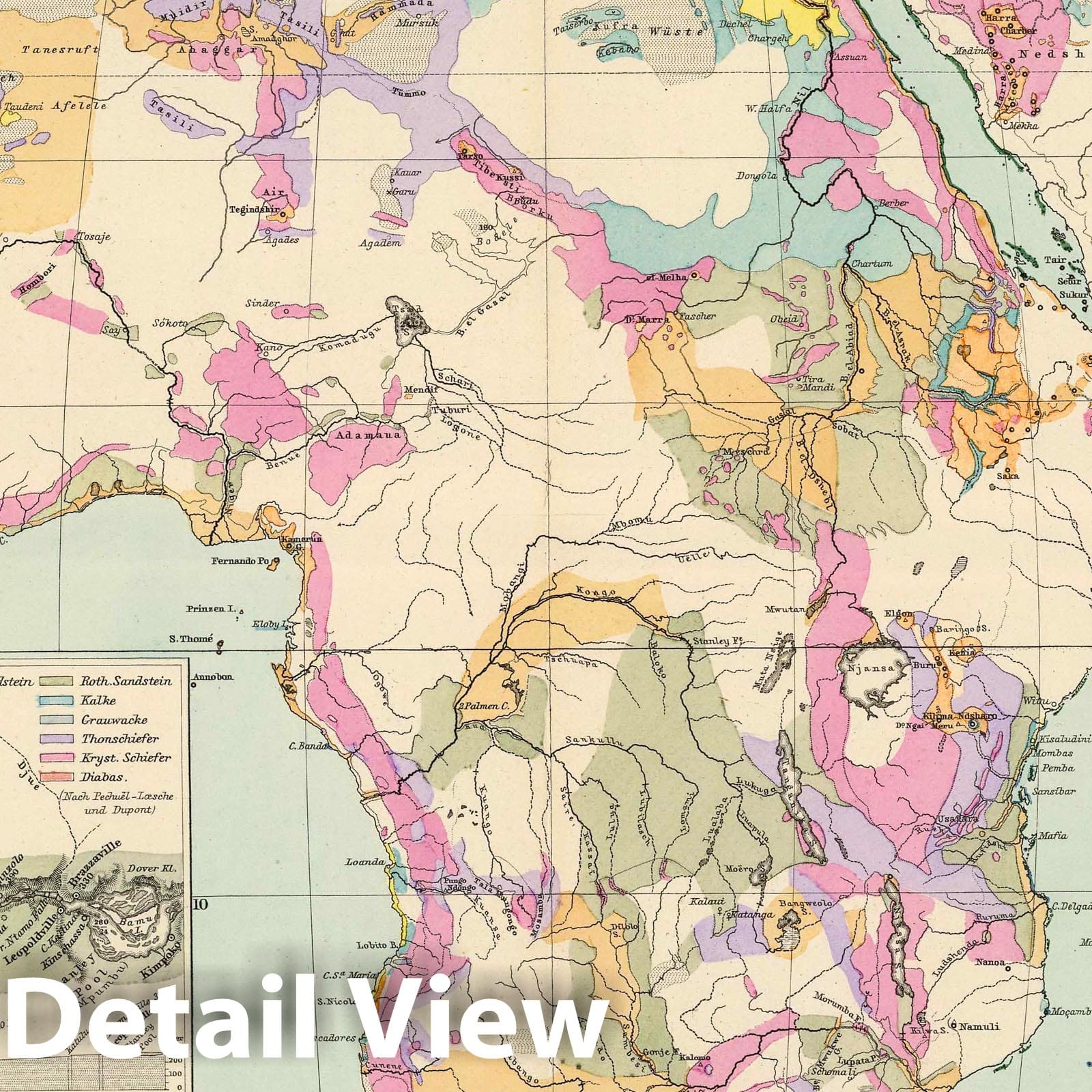 Africa - Geologic Map, 1892 - Historical Map Print