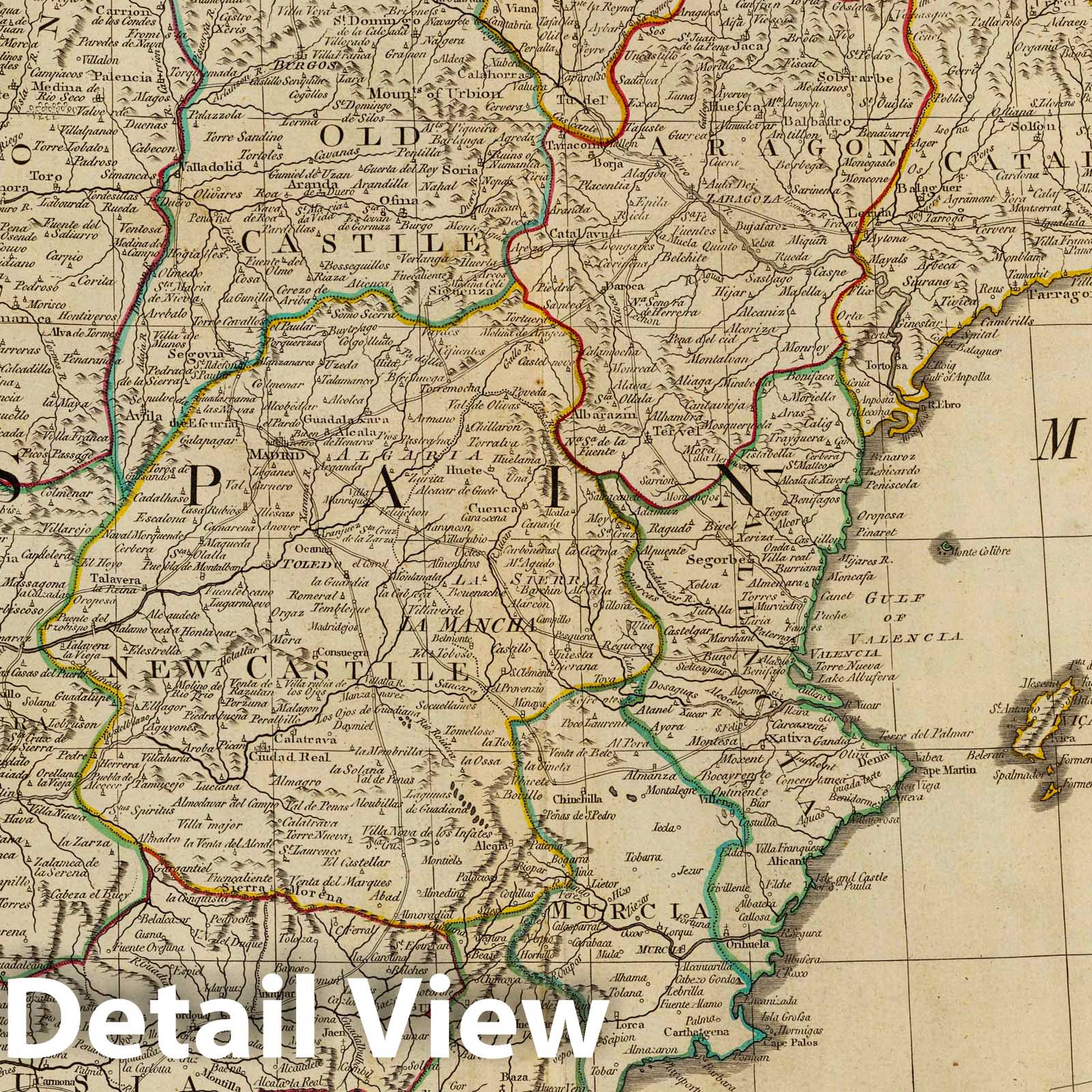 Spain and Portugal - Road Map, 1794 - Historical Map Print