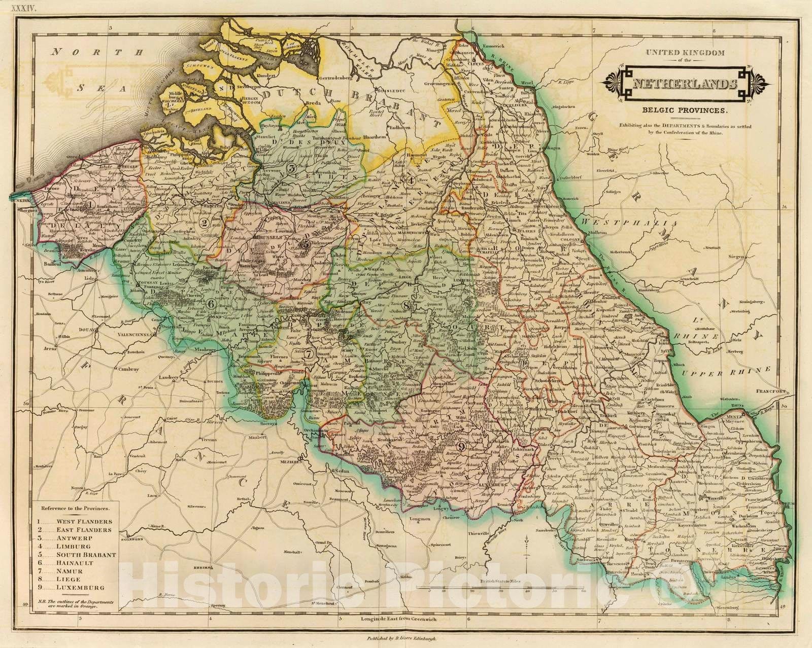 Historic Map : 1831 Belgic Provinces. - Vintage Wall Art