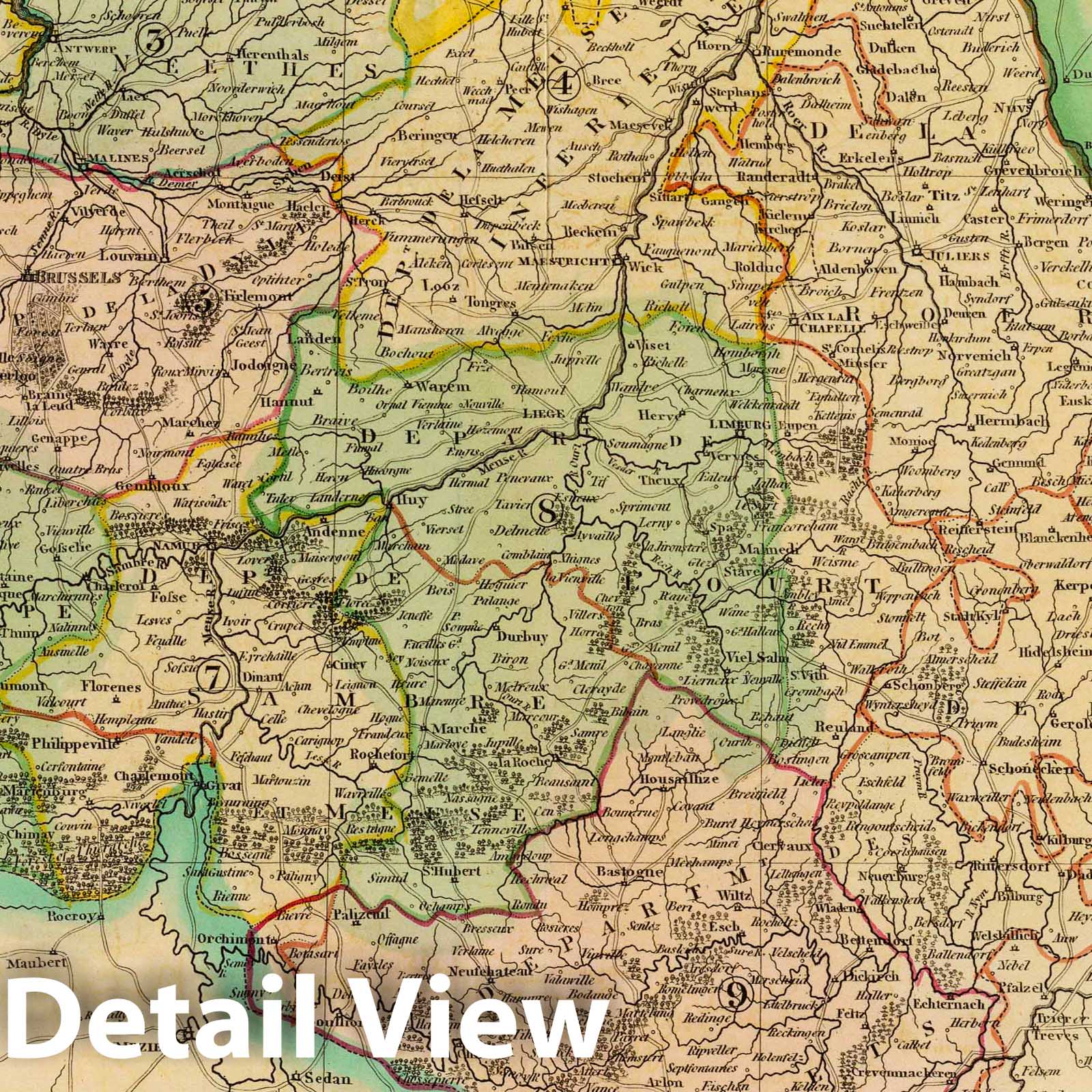 Belgium and Luxembourg - Boundary Map, 1831 - Historical Map Print