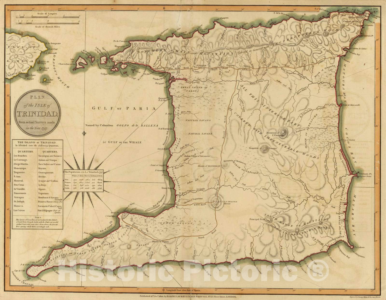 Trinidad, 1800 - Historical Map Print