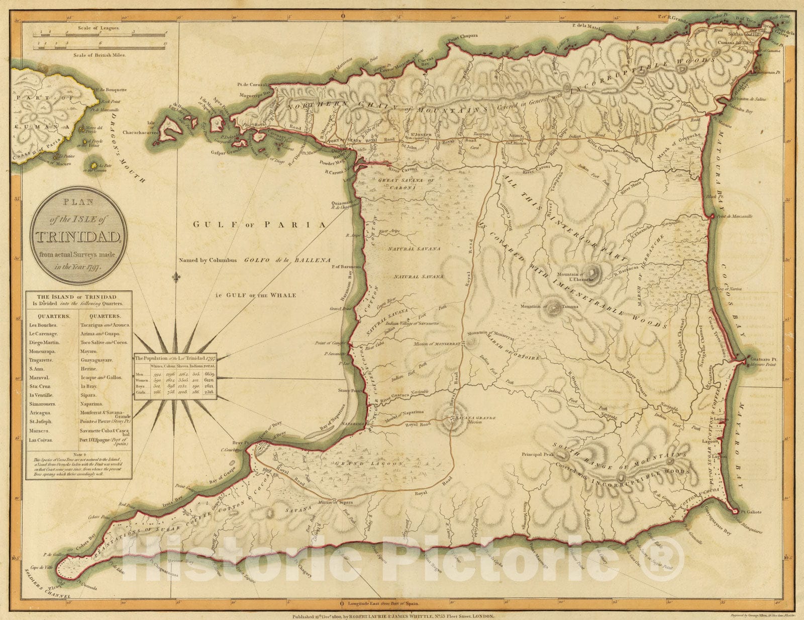 Historic Wall Map : 1800 Trinidad. - Vintage Wall Art