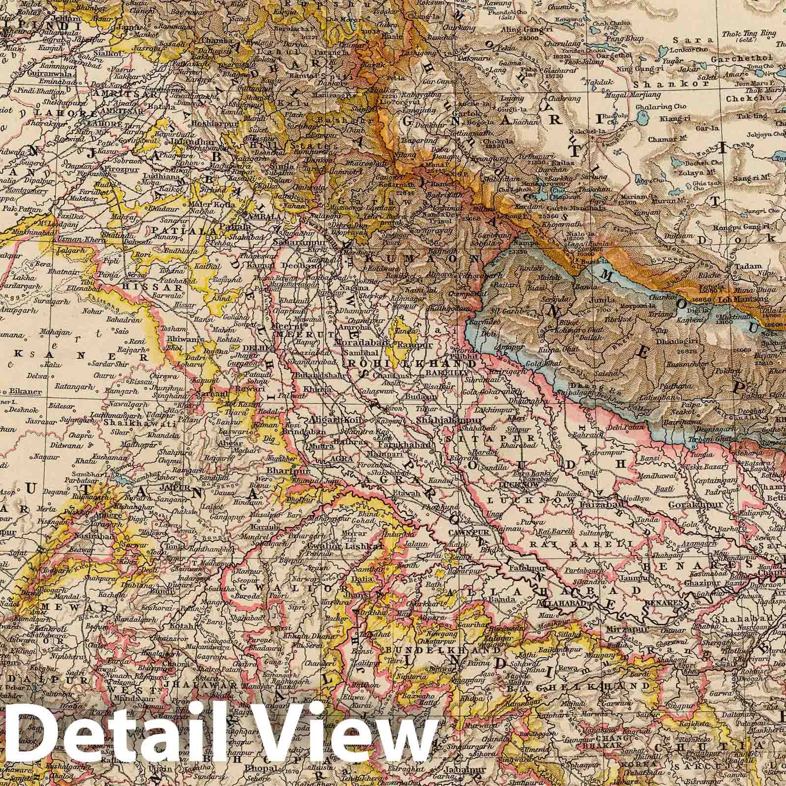 India, North - Railroad Map, 1895 - Historical Map Print