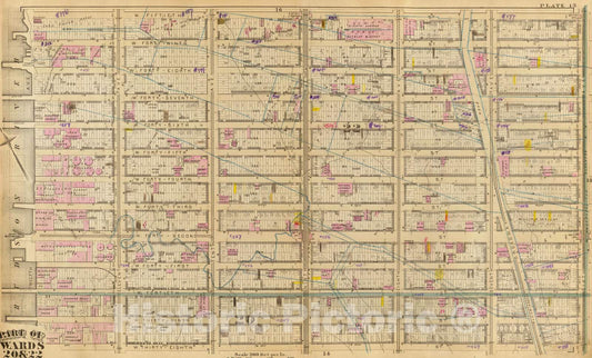 Historic Map : City Atlas - 1879 15. Wards 20, 22. - Vintage Wall Art