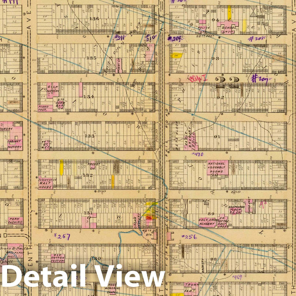 Historic Map : City Atlas - 1879 15. Wards 20, 22. - Vintage Wall Art