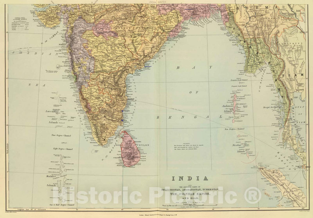 Historic Map : 1901 India South. - Vintage Wall Art