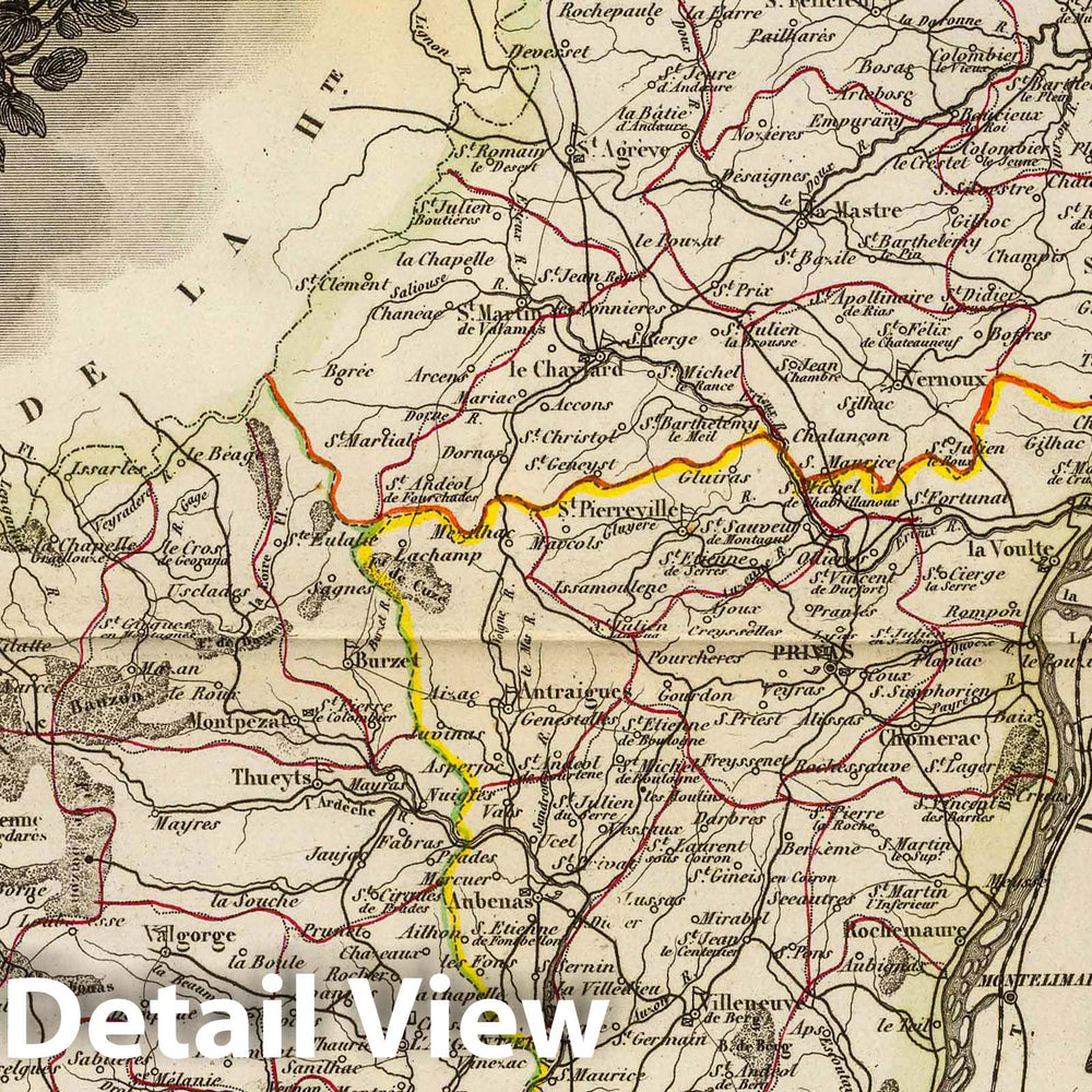 Historic Map : France, 1856 Dept. De L'Ardeche. , Vintage Wall Art