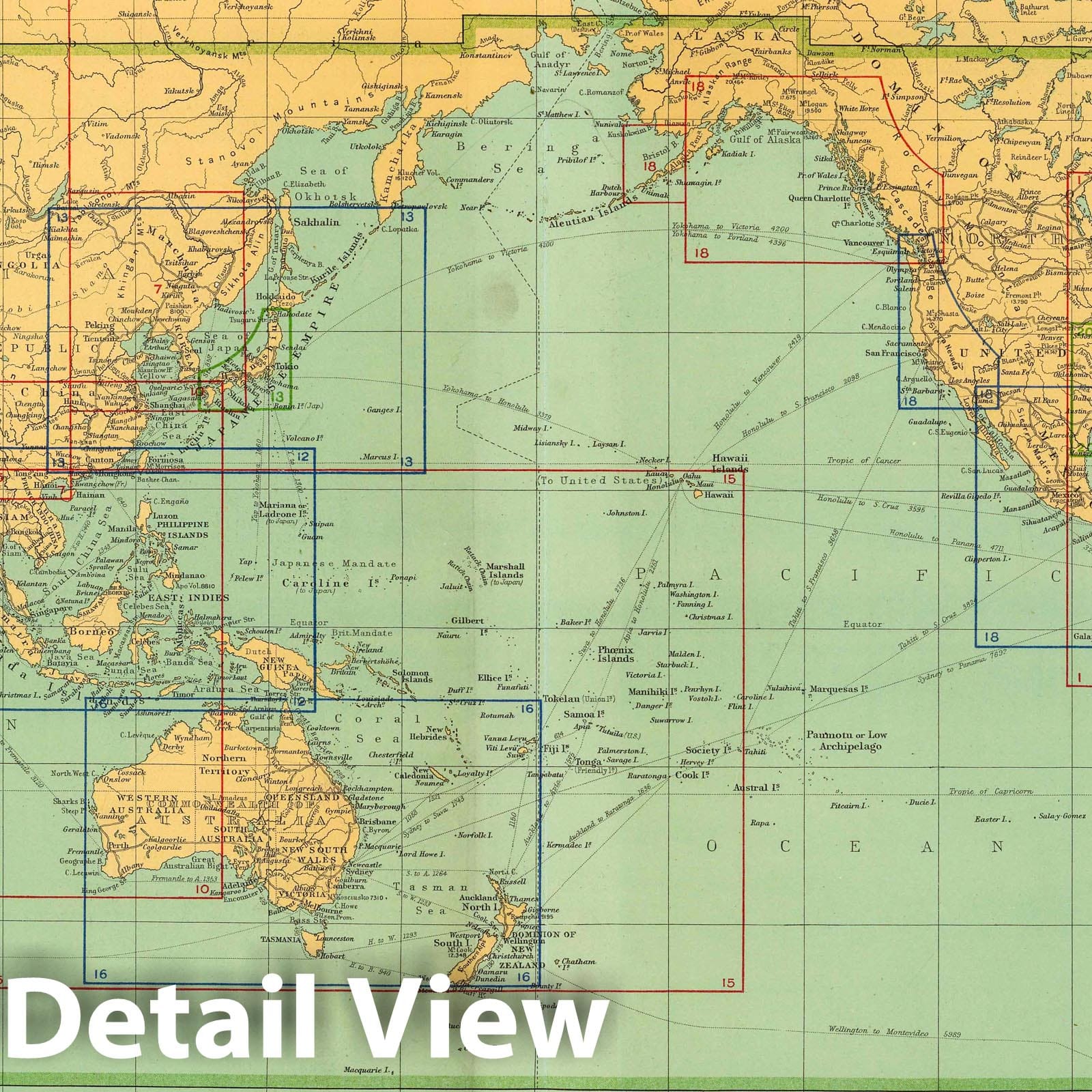 New Mercantile Marine Atlas - Index Map, 1922 - Historical Maritime Chart Print