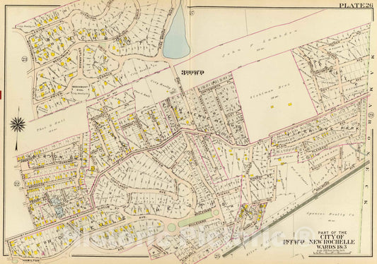 Historic Map : 1910 New Rochelle wards 1, 3, New York v2 - Vintage Wall Art