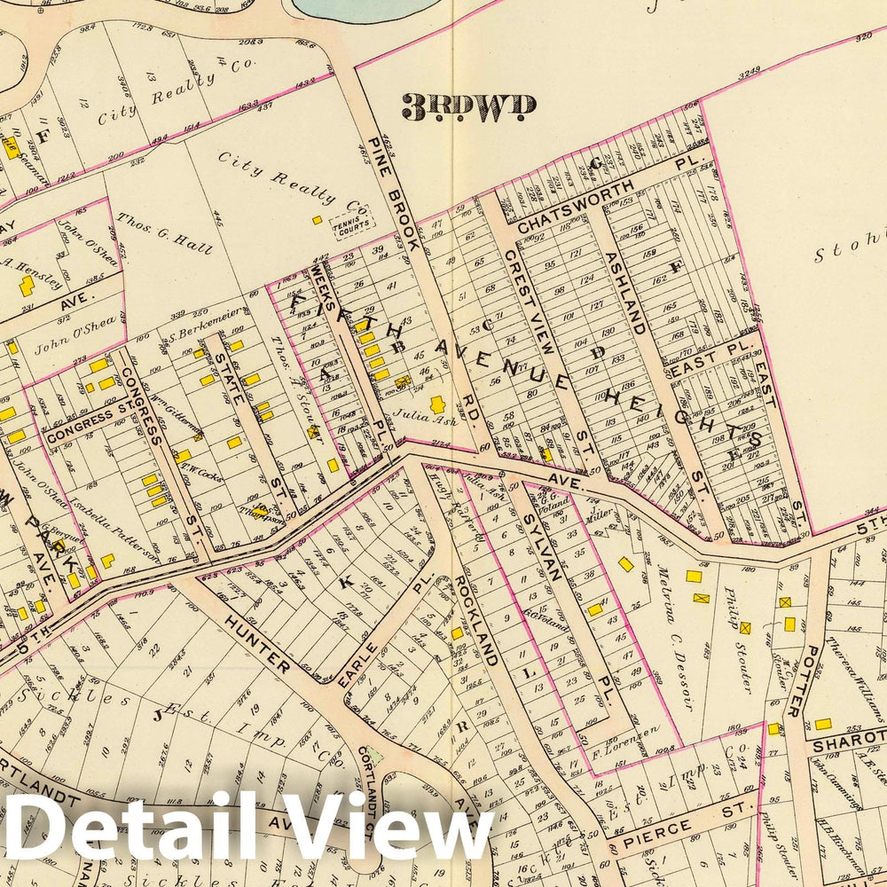 Historic Map : 1910 New Rochelle wards 1, 3, New York v2 - Vintage Wall Art