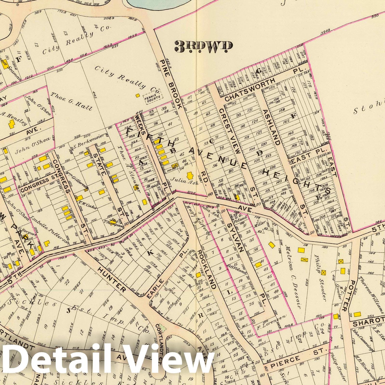 New Rochelle, New York - Ward 1 & 3, 1910 Cadastral Map Print