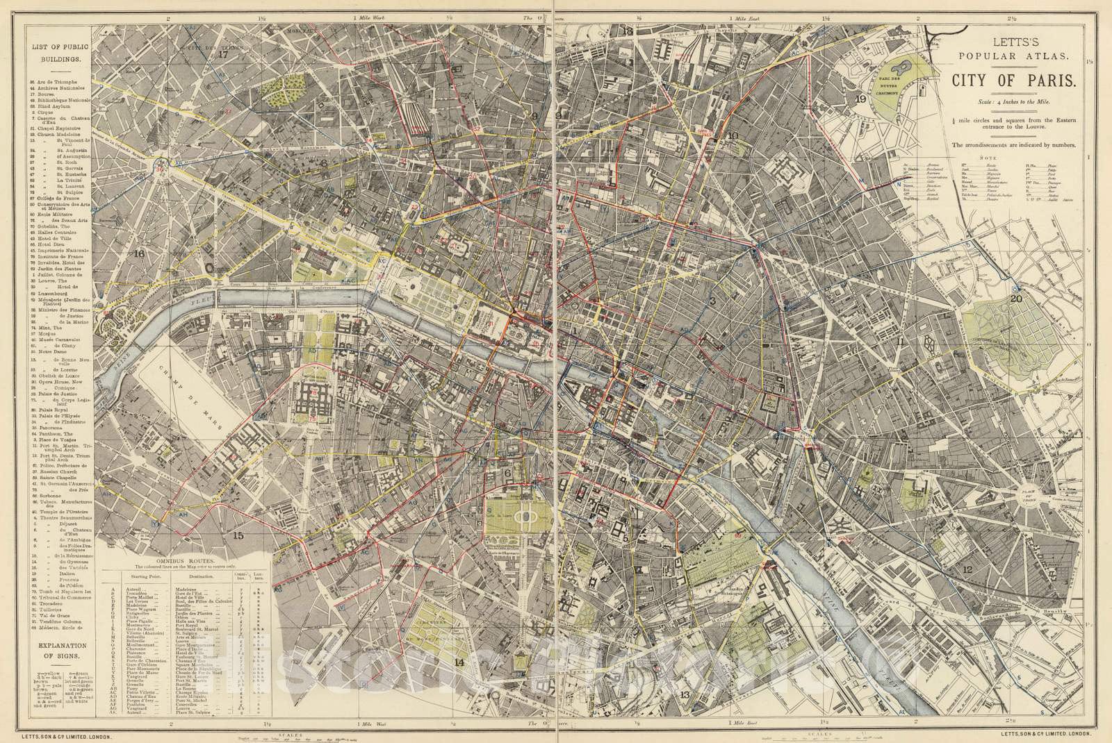 Paris - Railroad Map, 1883 - Historical Map Print