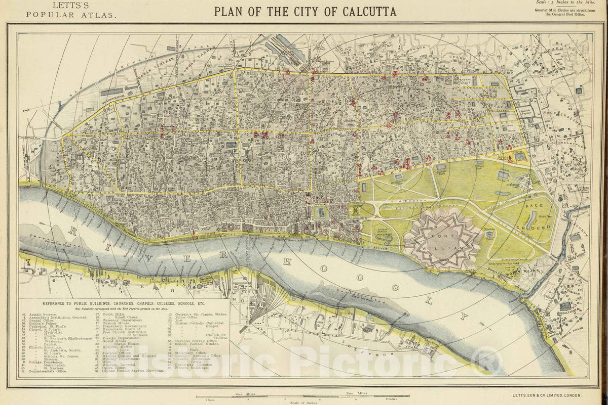 Historic Map : 1883 Calcutta. - Vintage Wall Art