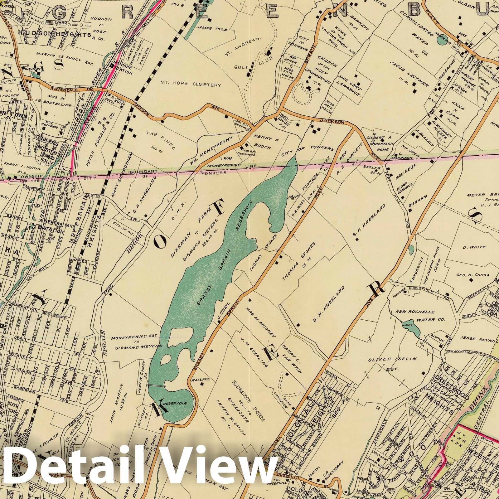 Scarsdale and Yonkers - Railroad Map, 1908