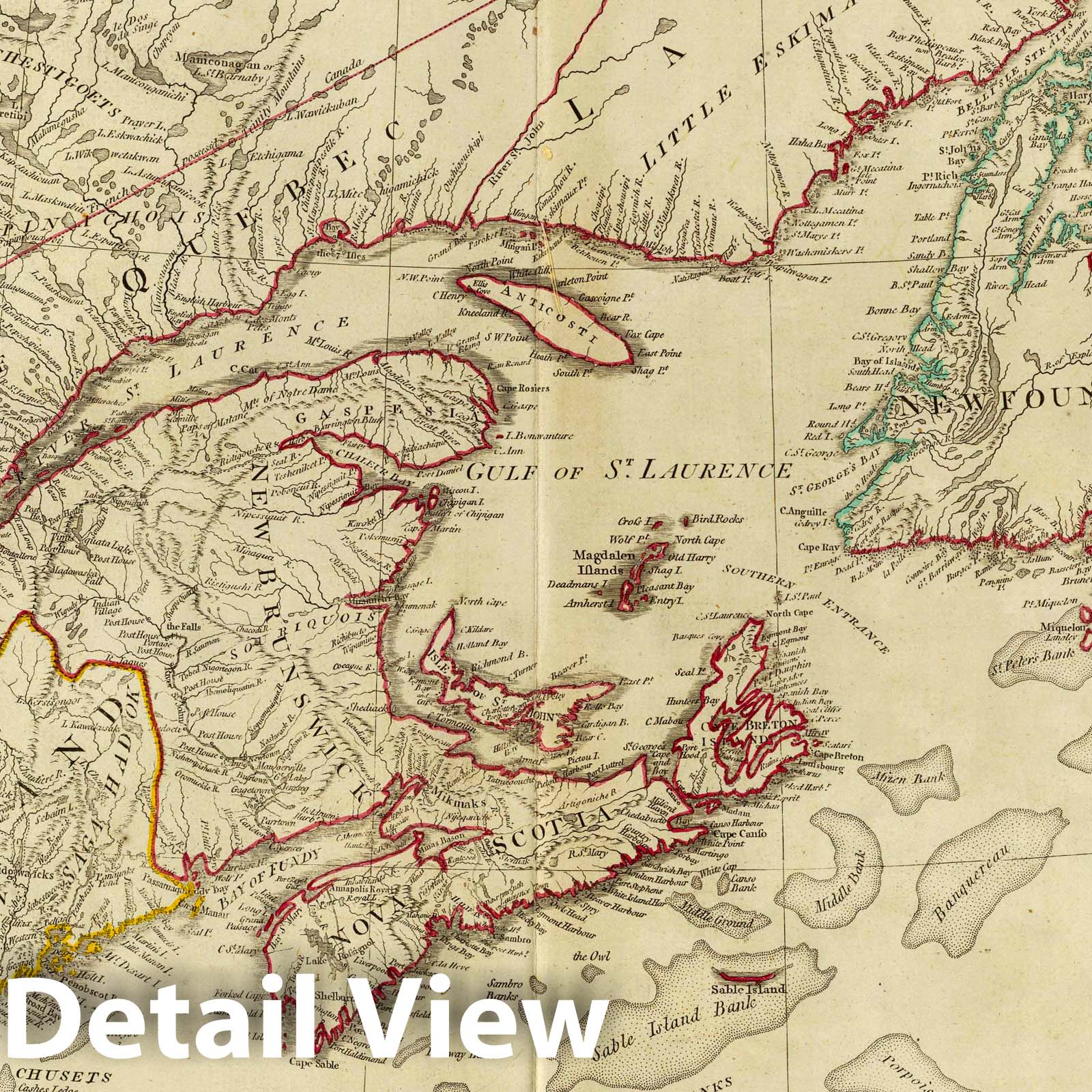 British North America, New England, Eastern Canada - Road Map, 1794 - Historical Map Print