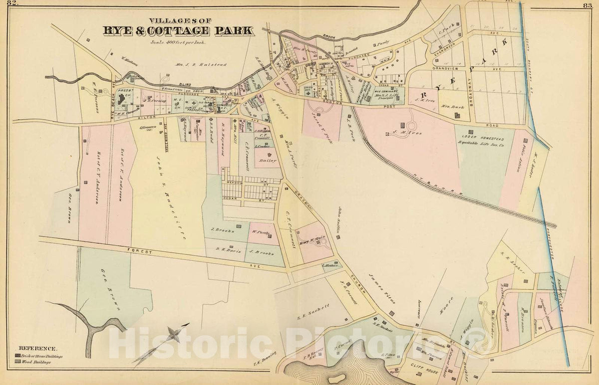 Historic Map : 1881 Rye, Cottage Park. - Vintage Wall Art