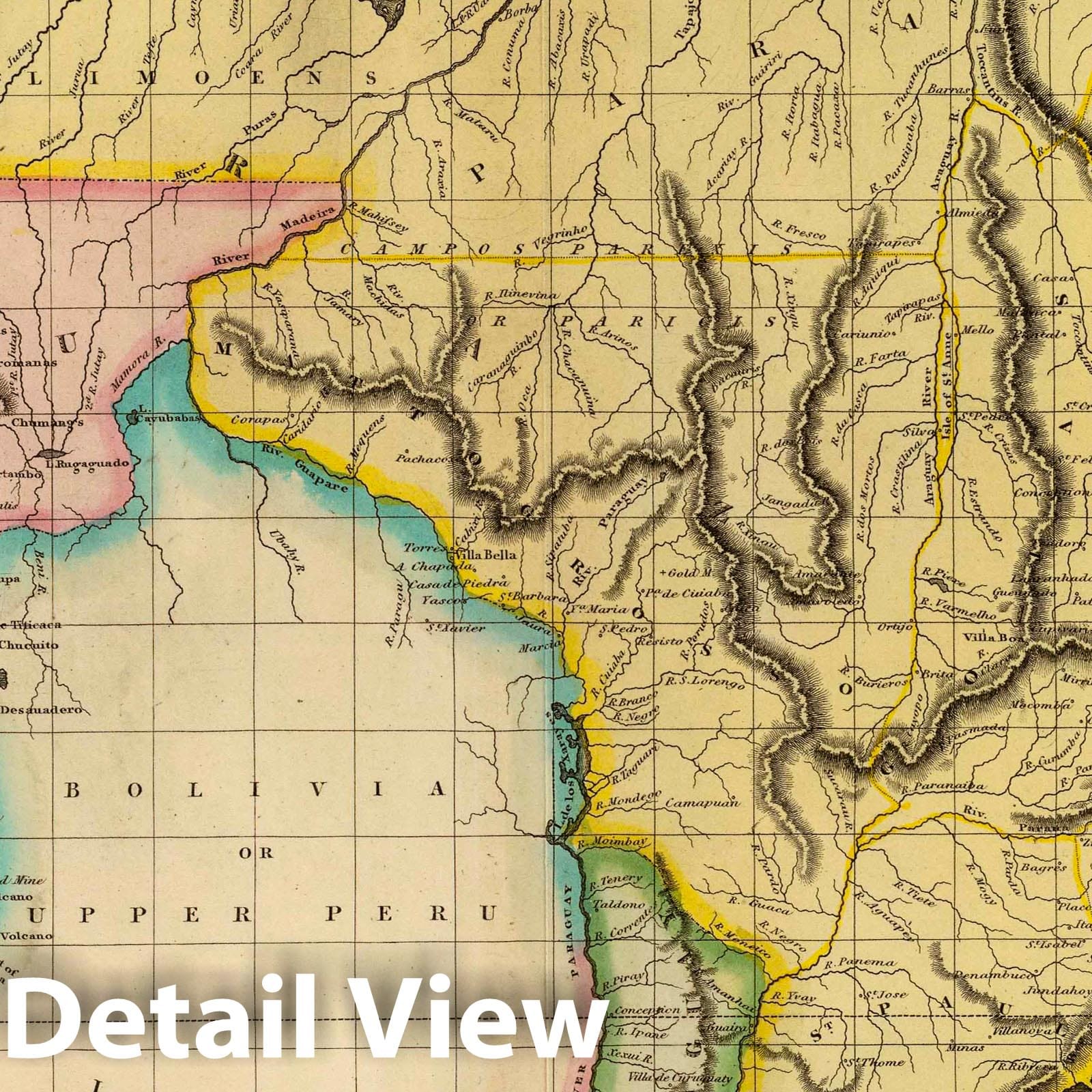 Lower Peru, Brazil, and Paraguay - River Map, 1831 - Historical Map Print