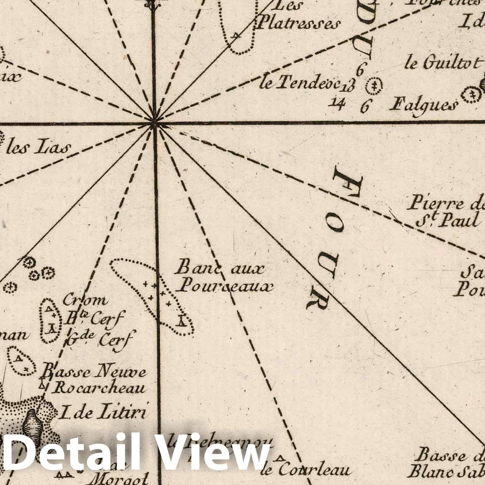 Historic Map : France, Bretagne , France 1764 Coste de Bretagne Depuis Aberilduc jusqu'a S. Mathieu et le Passage du Four. , Vintage Wall Art