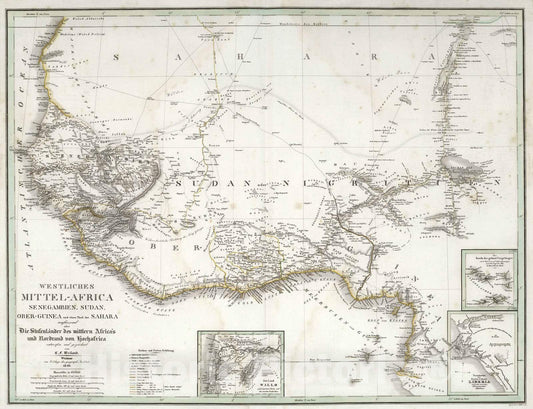 Historic Map : Senegal, West Africa 1840 Westliches Mittel-Africa. West Africa. , Vintage Wall Art