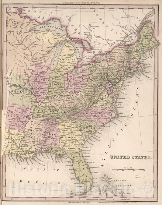Historic Map : United States, 1835 Atlas - Vintage Wall Art
