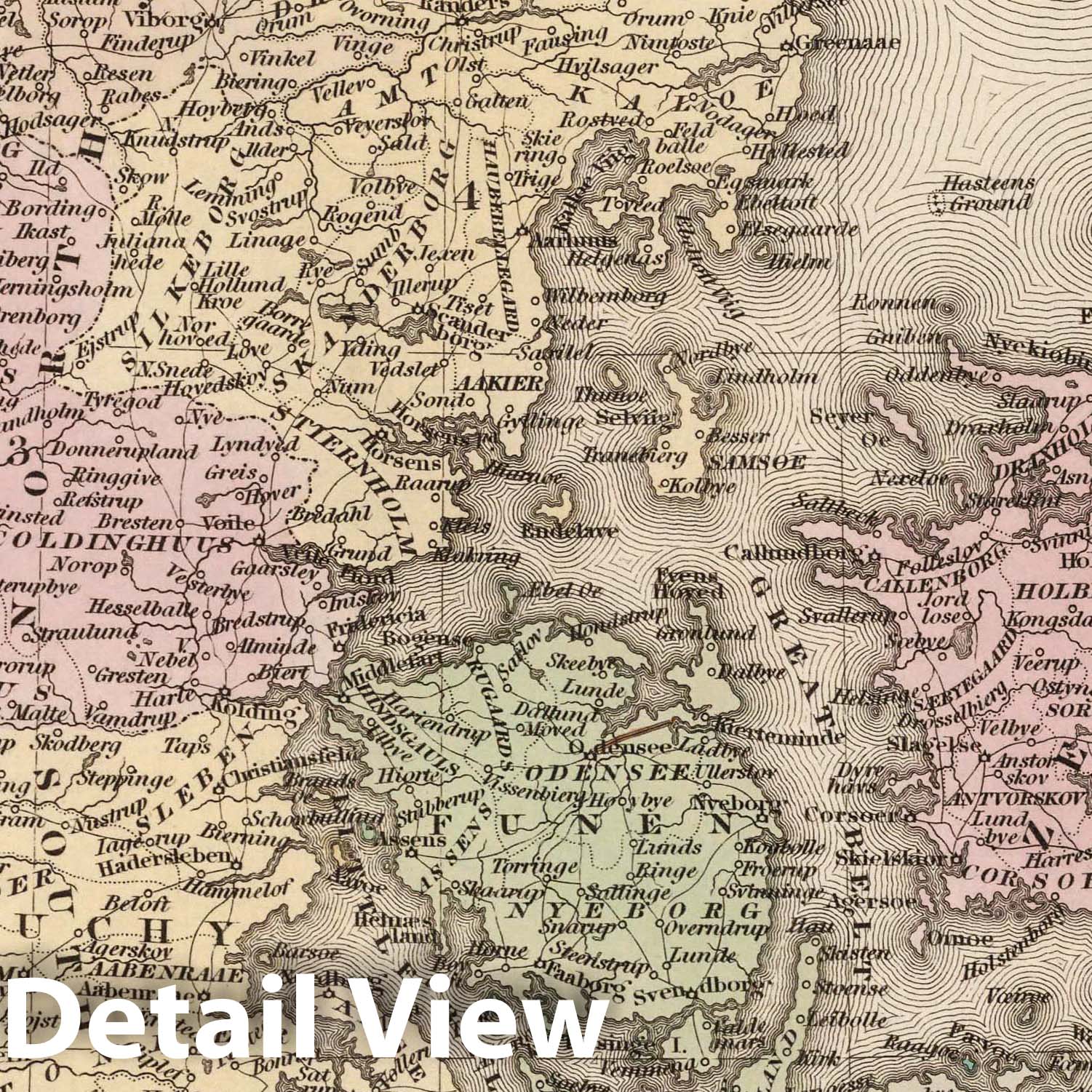 Denmark, 1836 - Historical Map Print from Tanner's Universal Atlas