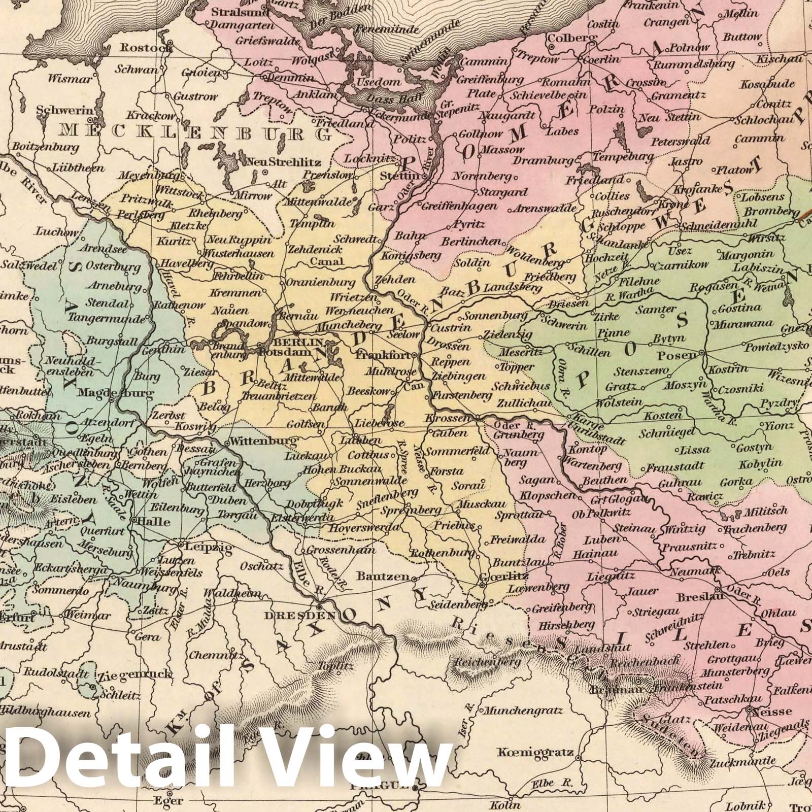 Prussia, 1836 - Historical Map Print from Tanner's Universal Atlas