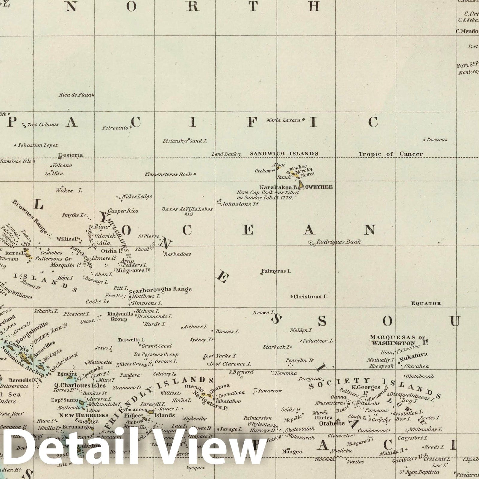 Pacific Ocean, 1836 - Historical Map Print
