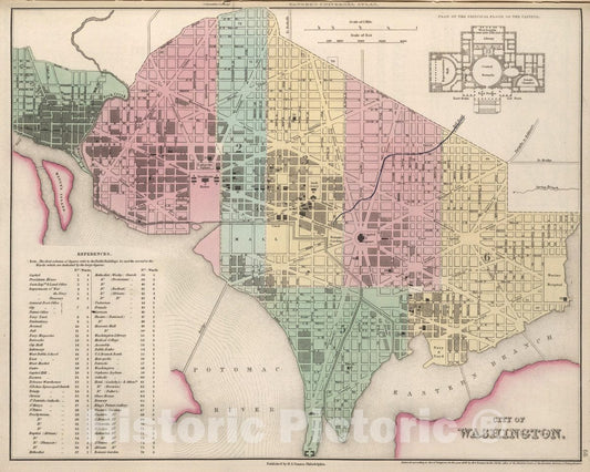 Historic Map : 1836 Historical City of Washington. - Vintage Wall Art