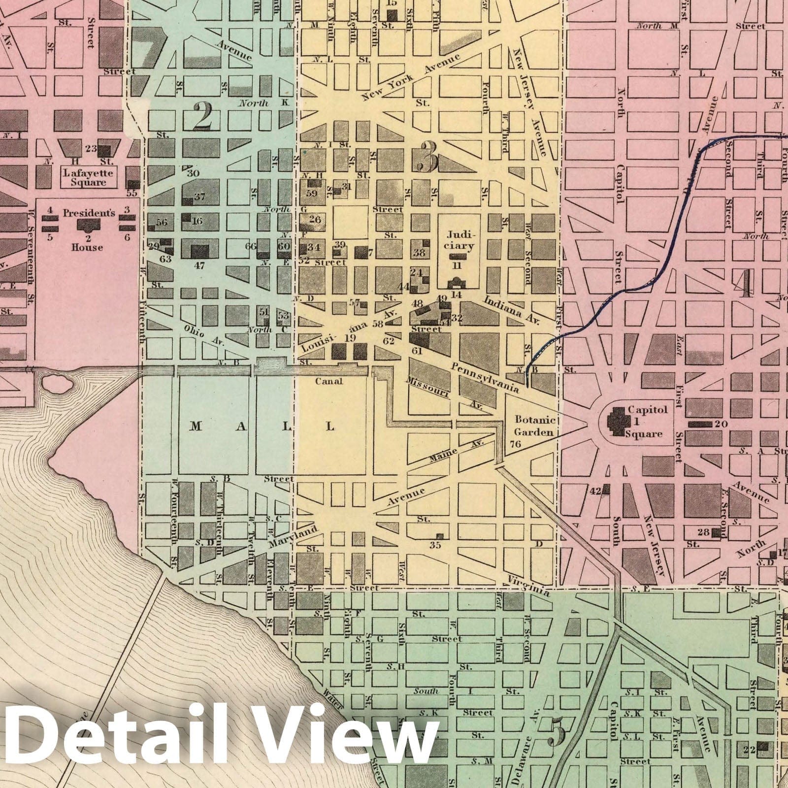 Washington, District of Columbia 1836 Historical Map Print