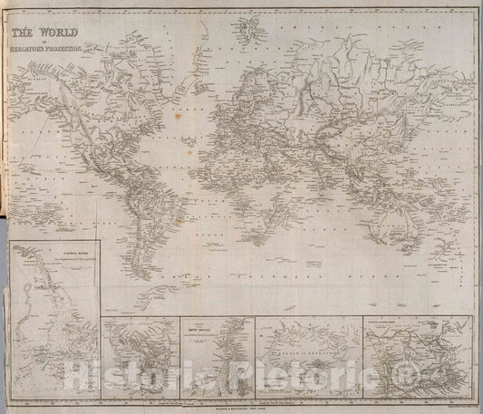 Historic Map : The World on Mercator's Projection, 1838 Atlas - Vintage Wall Art