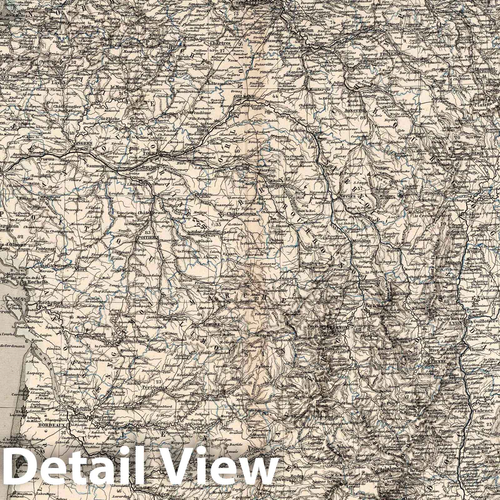 Historic Map : France, Frankreich. Bearbeitet von C. Graf. Terrain gez. v. A. Muller, gest. v. C. Ohmann, 1862, Vintage Wall Art