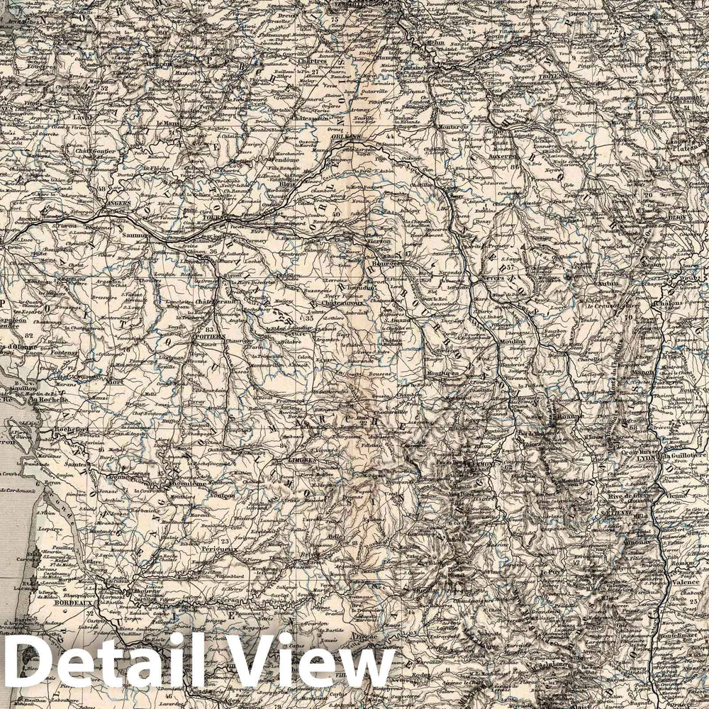 Historic Map : France, Frankreich. Bearbeitet von C. Graf. Terrain gez. v. A. Muller, gest. v. C. Ohmann, 1862, Vintage Wall Art
