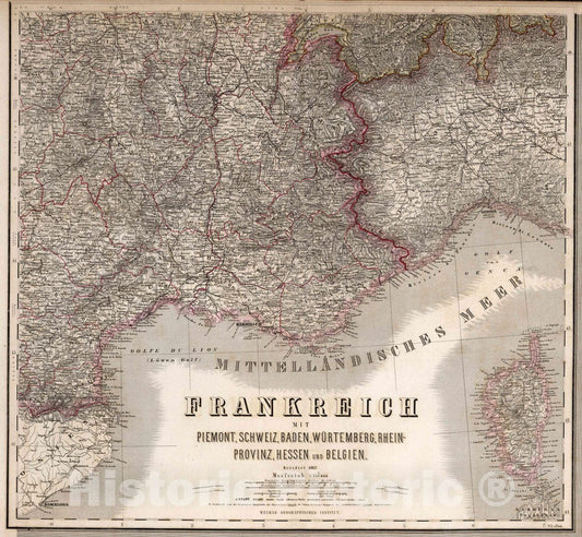 Historic Map : Frankreich. Lower Right Sheet, 1862 Atlas - Vintage Wall Art