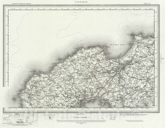 Historic Map : 351 Penzance (Outline), 1896 Atlas - Vintage Wall Art