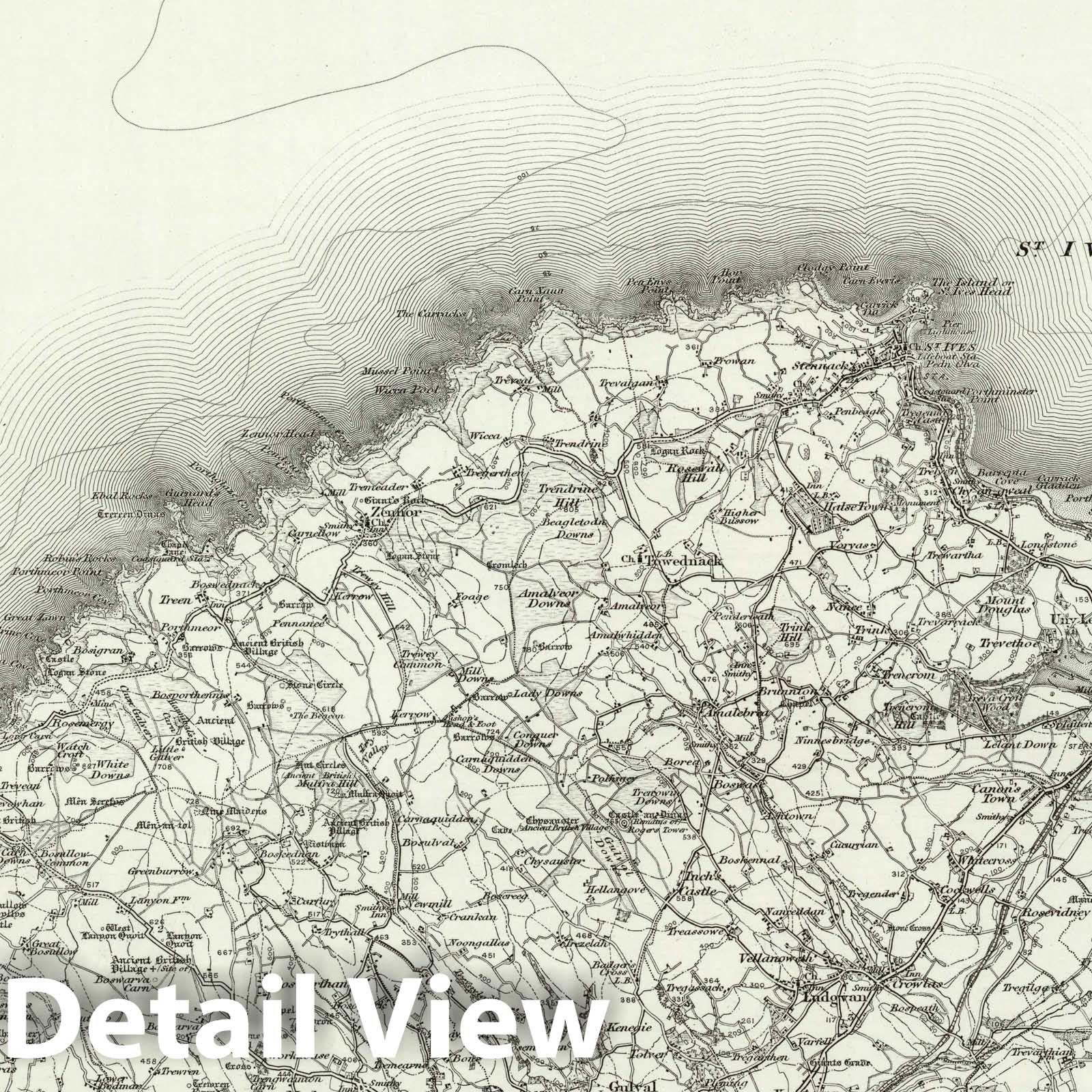 Penzance - Survey Map, 1896 - Ordnance Survey England