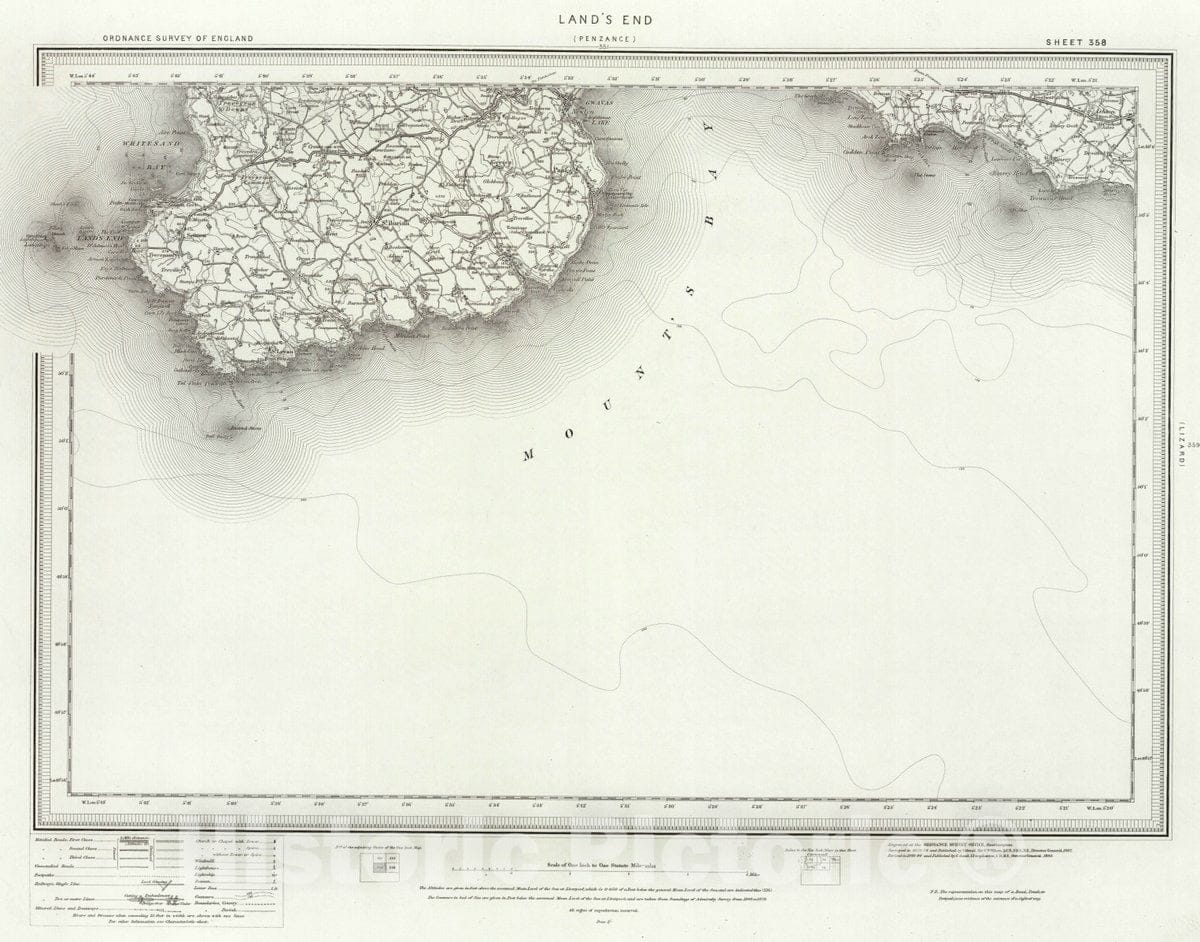 Historic Map : 358 Land's End (Outline), 1895 Atlas - Vintage Wall Art
