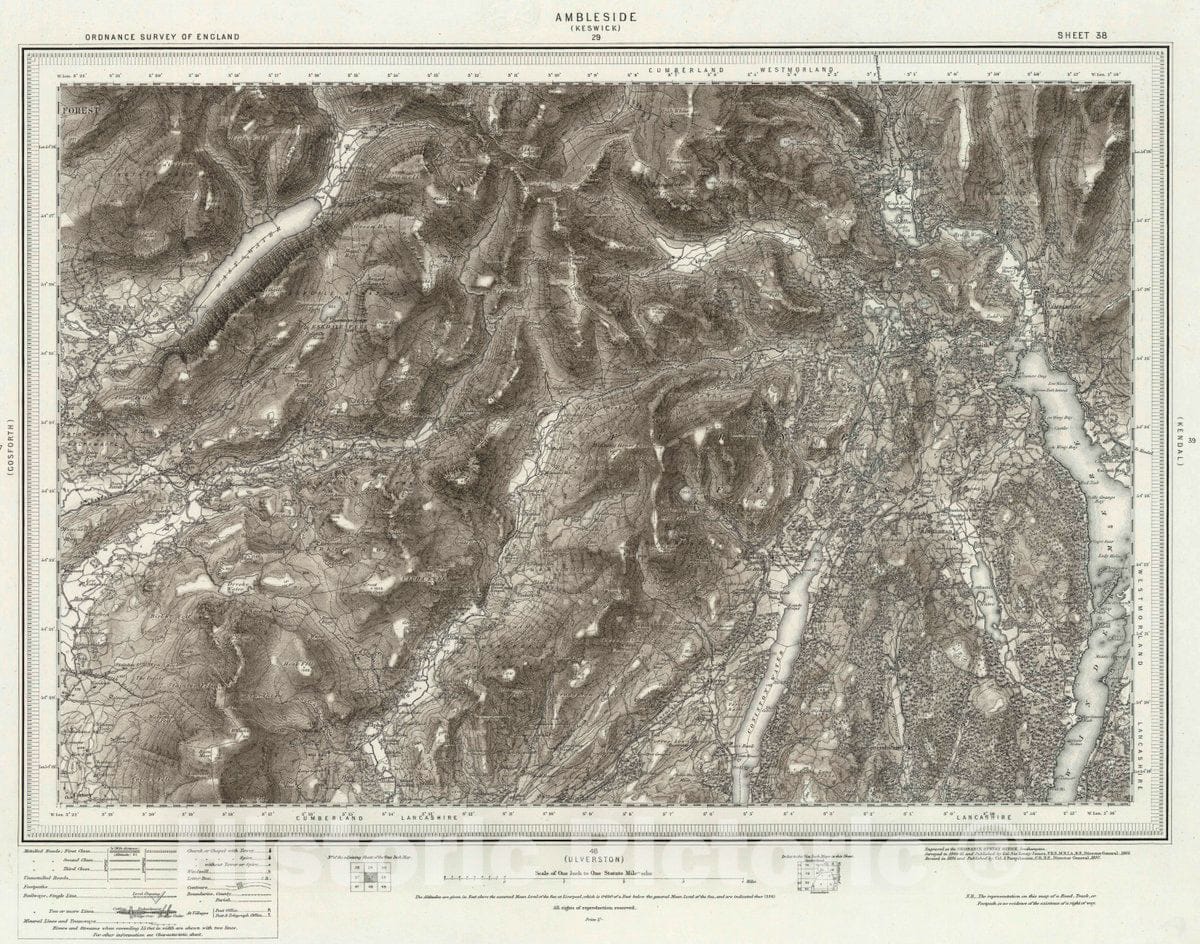 Historic Map : 38 Ambleside (Hills), 1897 Atlas - Vintage Wall Art