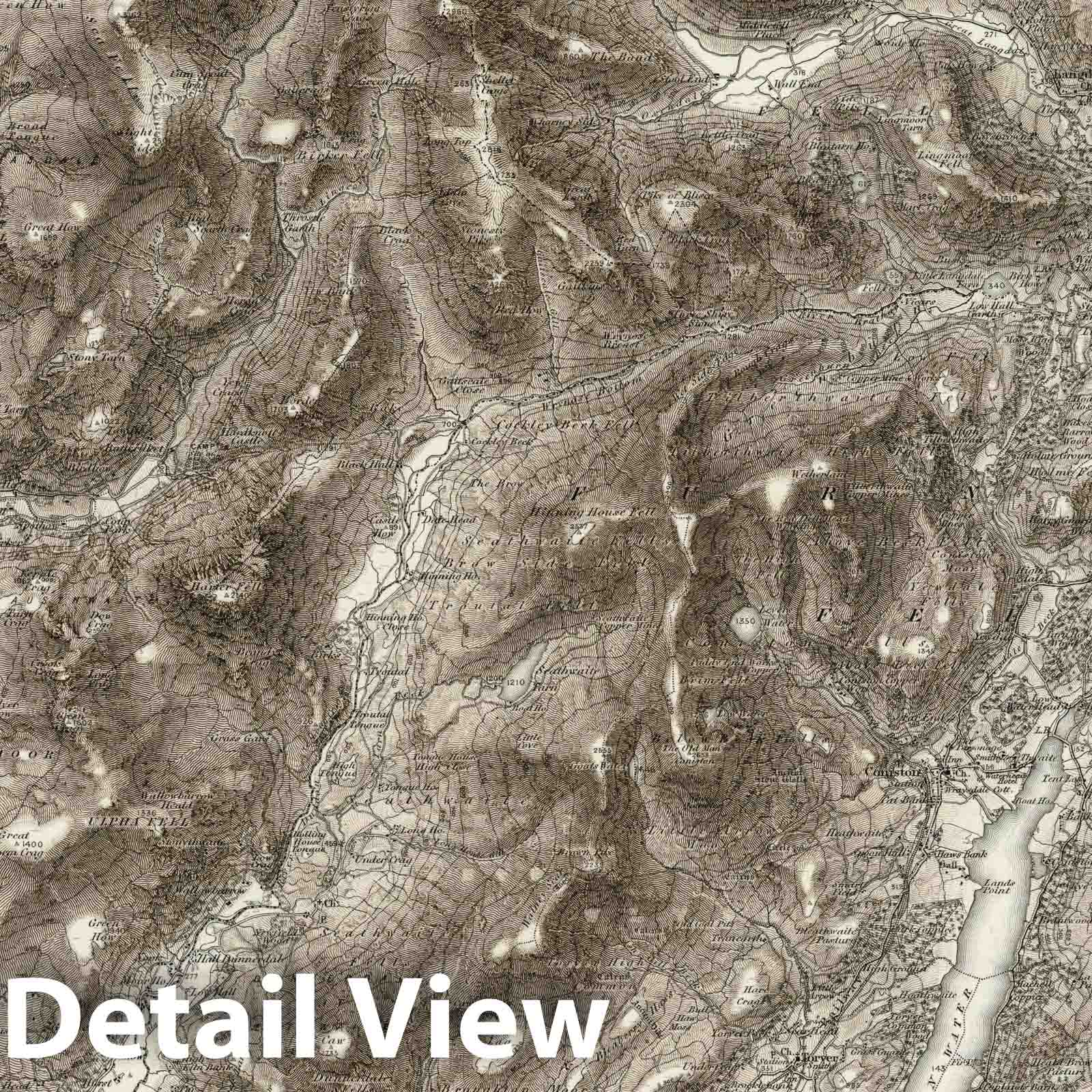 Ambleside, England - Survey Map, 1897 - Ordnance Survey Topographic Print