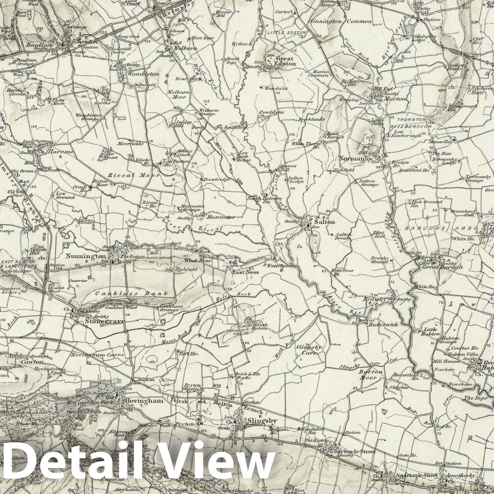 Pickering, England - Survey Map, 1898 - Ordnance Survey Topographic Print