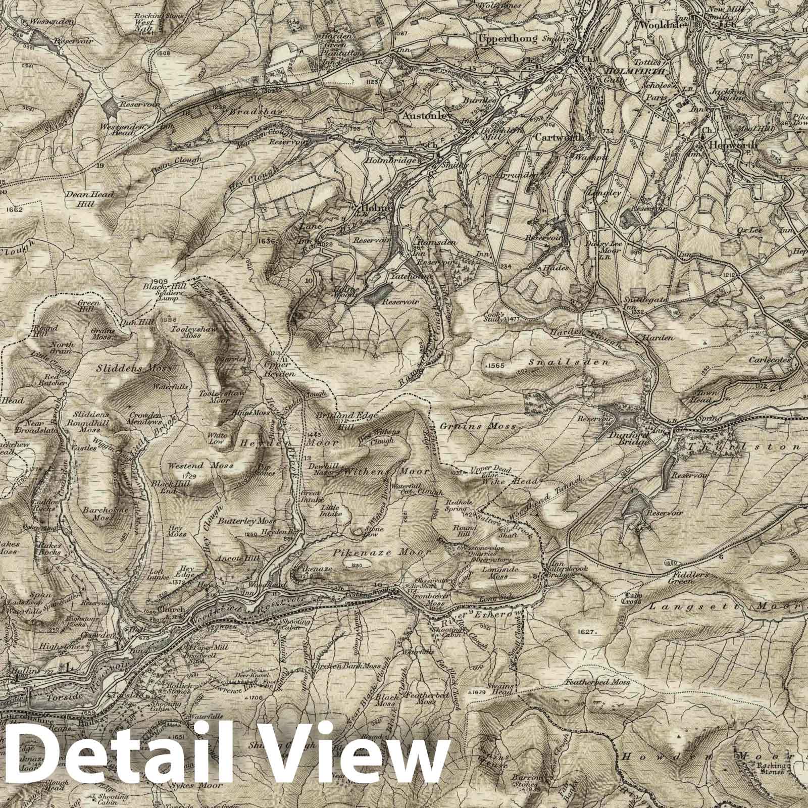 Glossop - Survey Map, 1896 - Ordnance Survey Historical Map Print