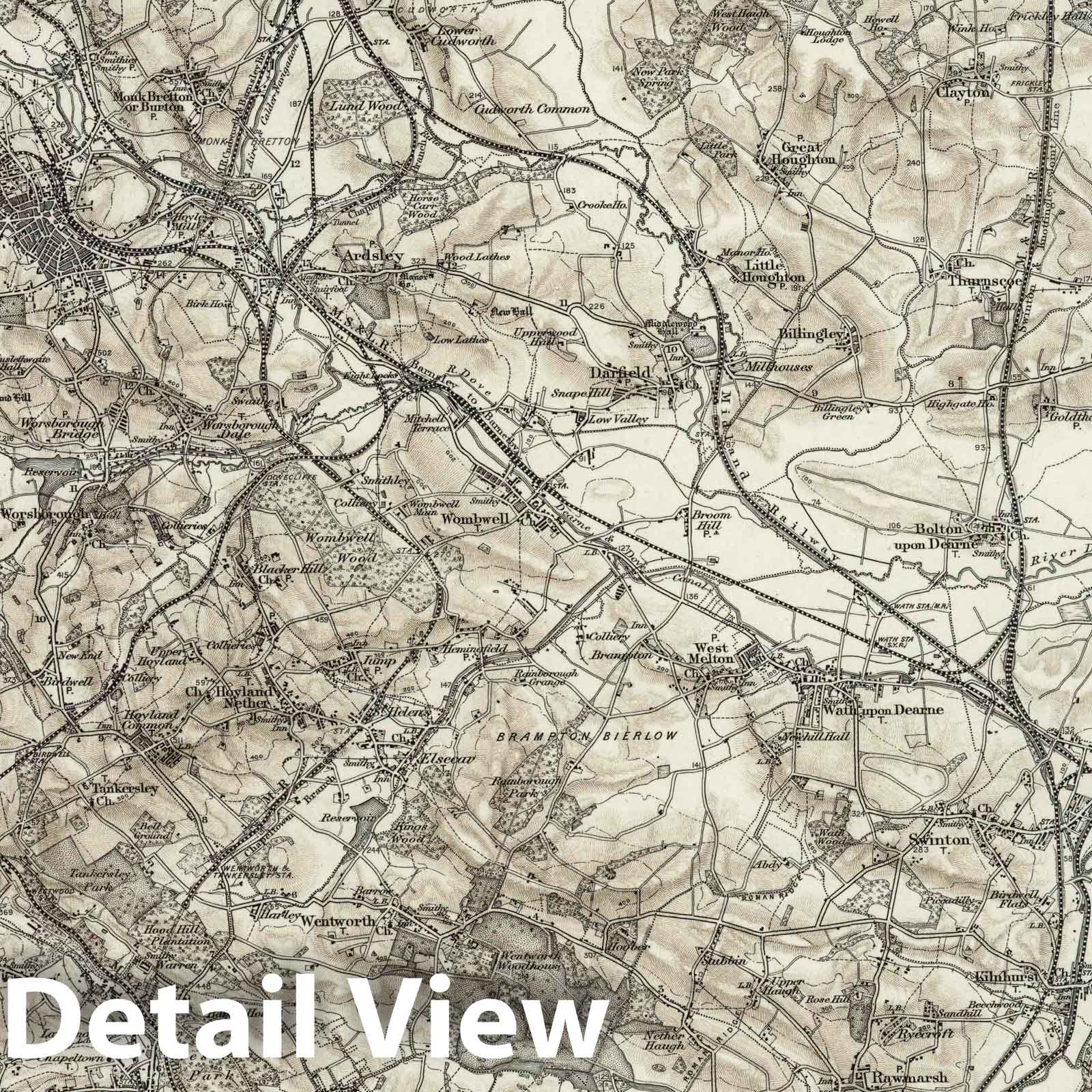 Barnsley - Survey Map, 1896 - Ordnance Survey Topographic Map Print