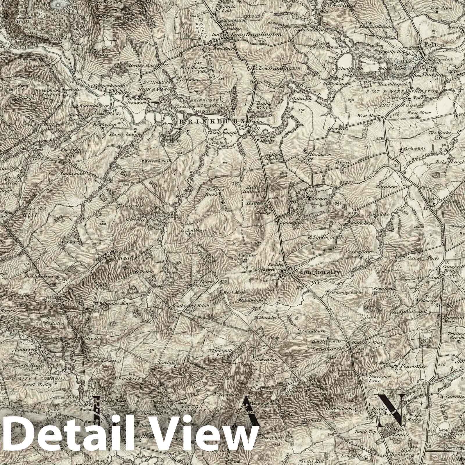 Rothbury - Survey Map, 1897 - Ordnance Survey England