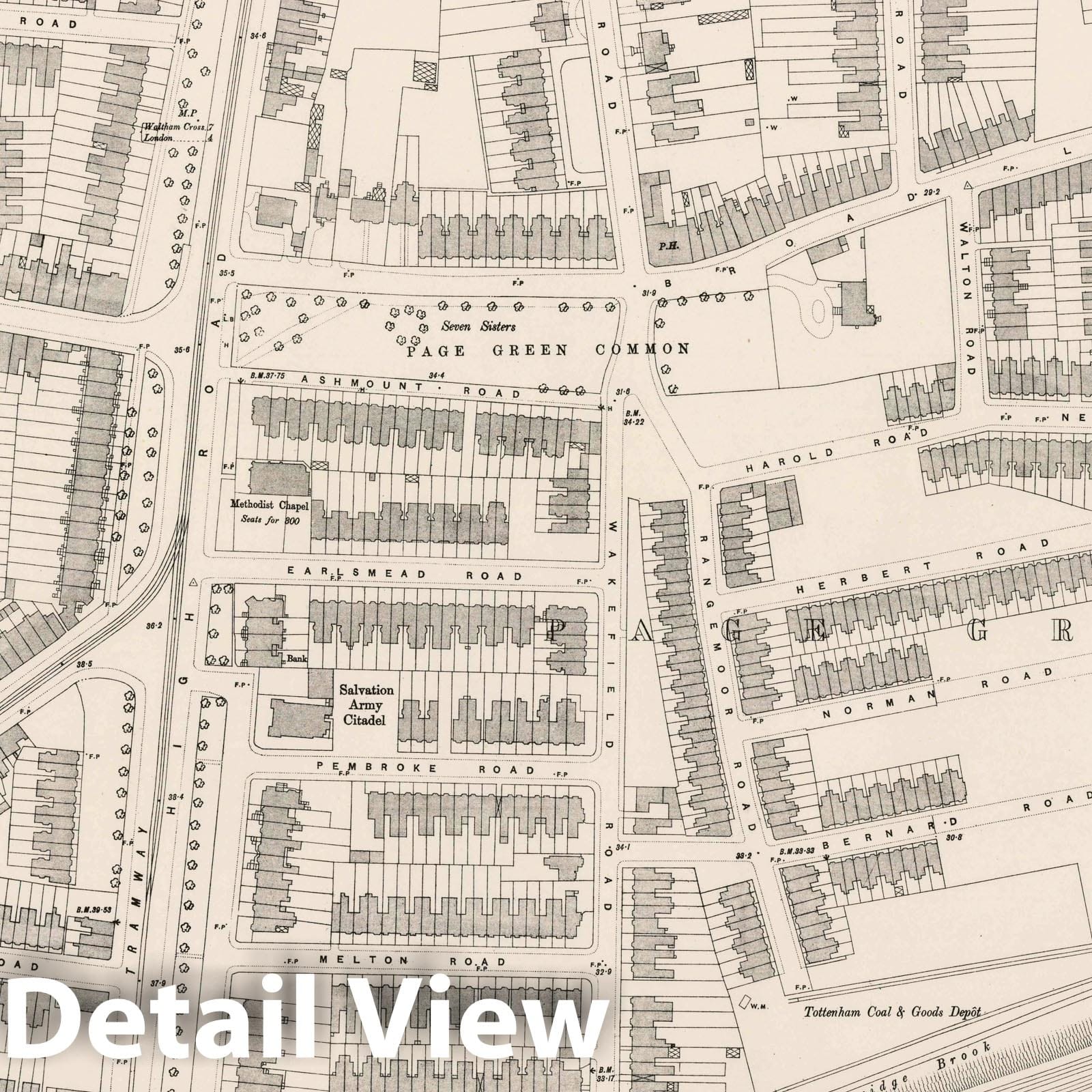 London - Survey Map, 1895 - Ordnance Survey Historical Map Print