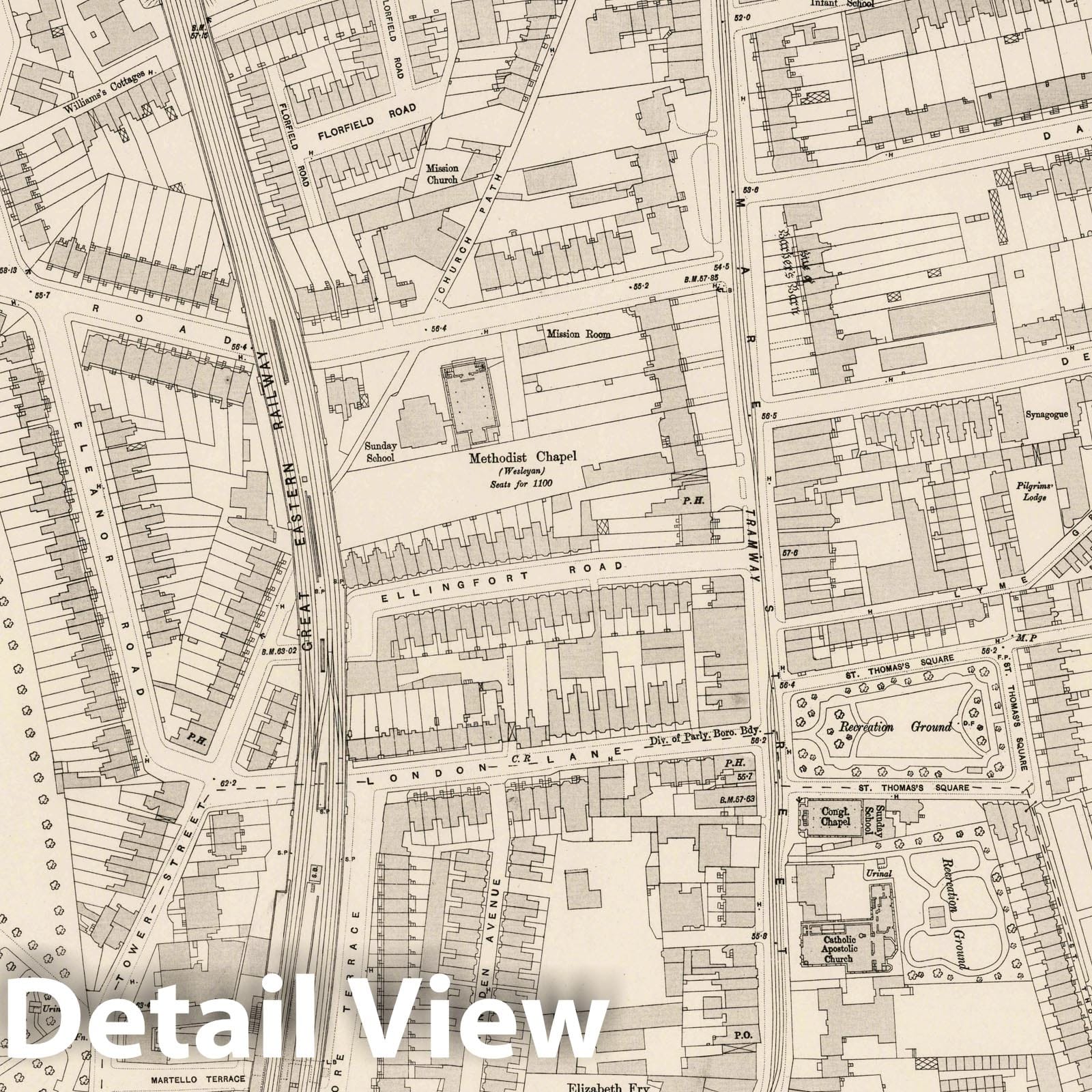London - Survey Map, 1895 - Ordnance Survey Historical Map Print