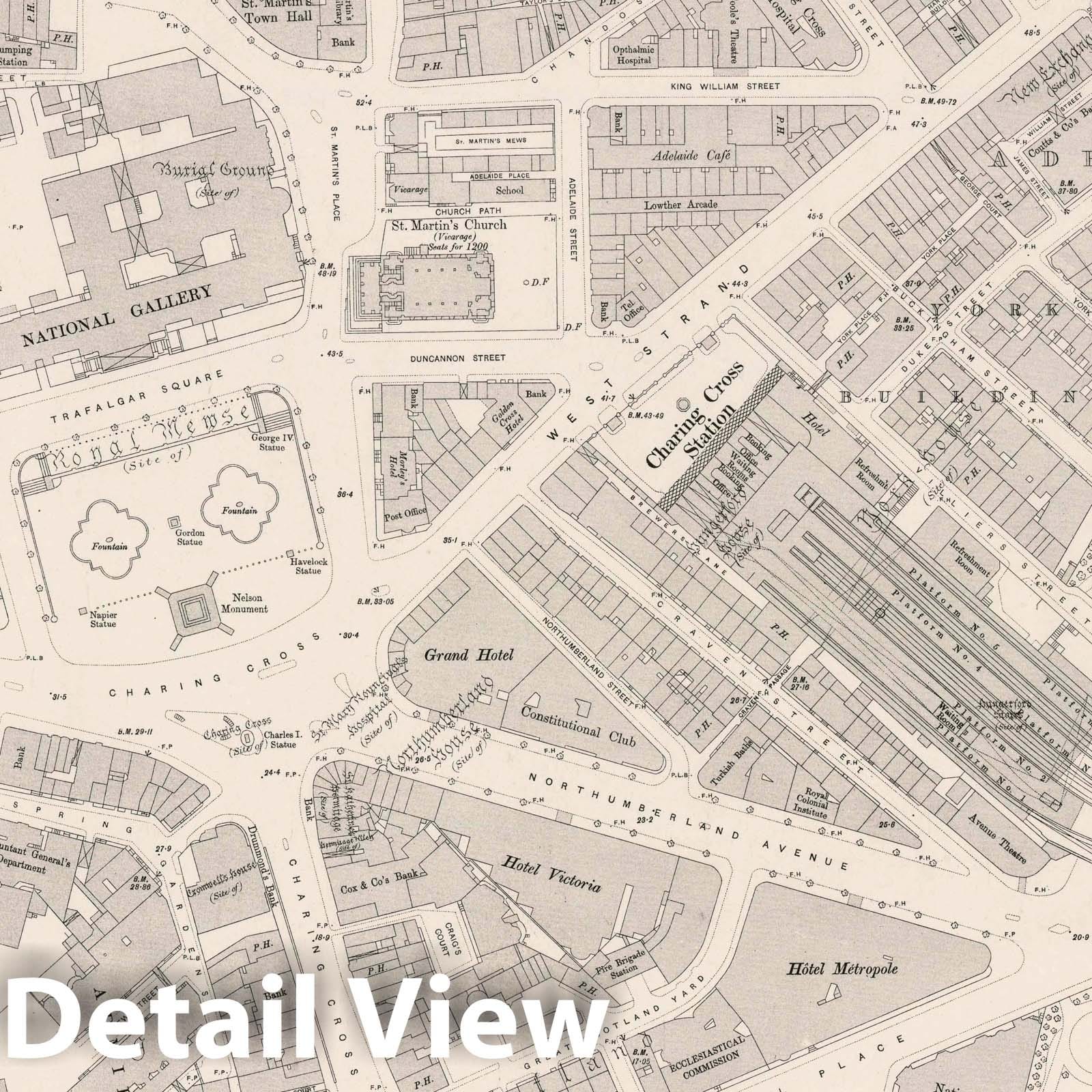 London, Sheet VII.73 - Survey Map, 1895 - Ordnance Survey Historical Print