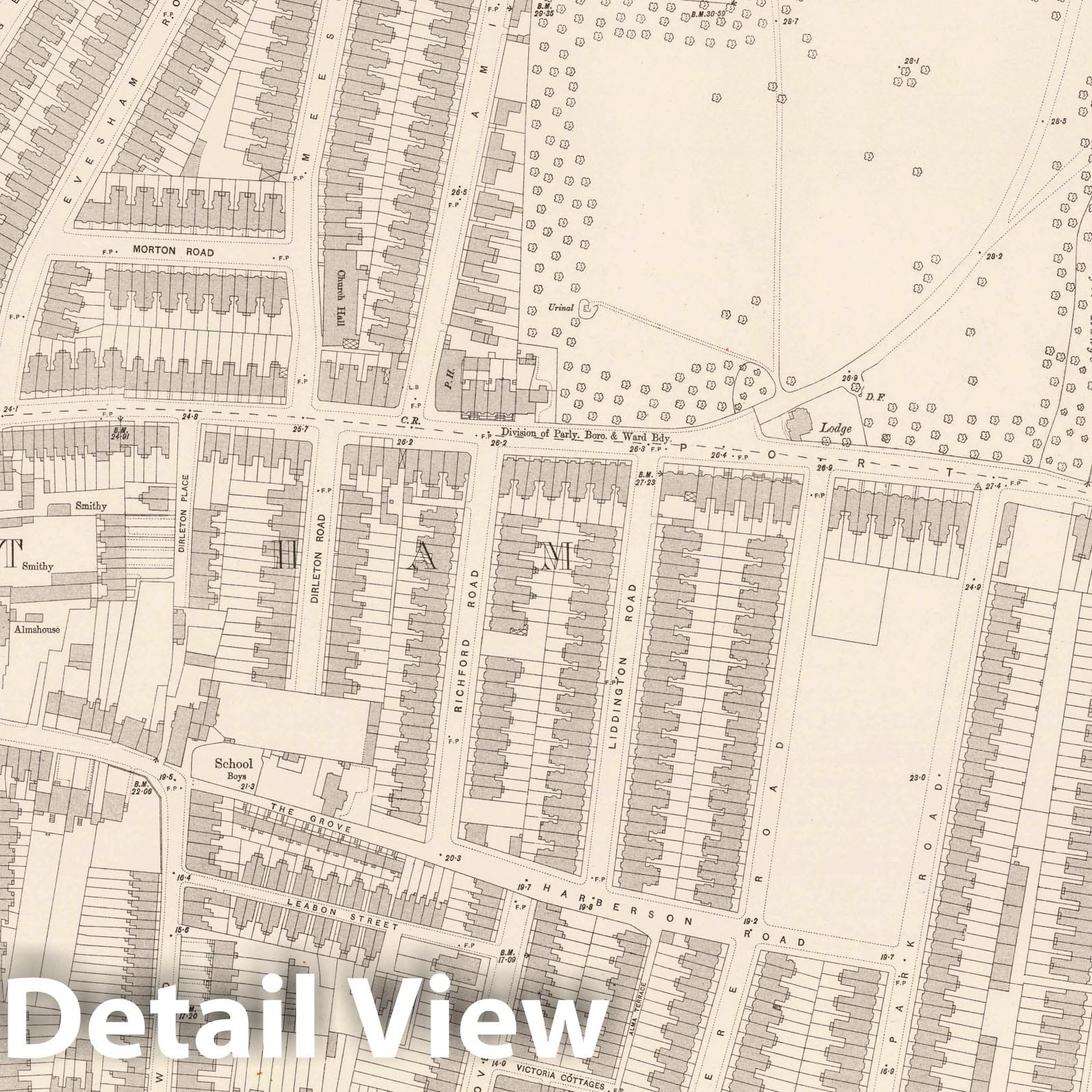 London, England - Survey Map, 1895 - Ordnance Survey Historical Print