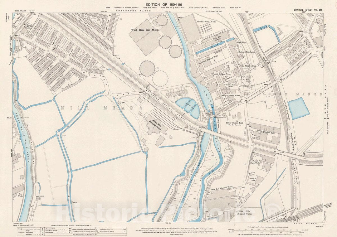 Historic Map : Ordnance Survey Maps, London, Five feet to The Mile. London Sheet VIII.32, 1895 City Atlas - Vintage Wall Art