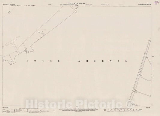 Historic Map : Ordnance Survey Maps, London, Five feet to The Mile. London Sheet VIII.98, 1896 City Atlas - Vintage Wall Art