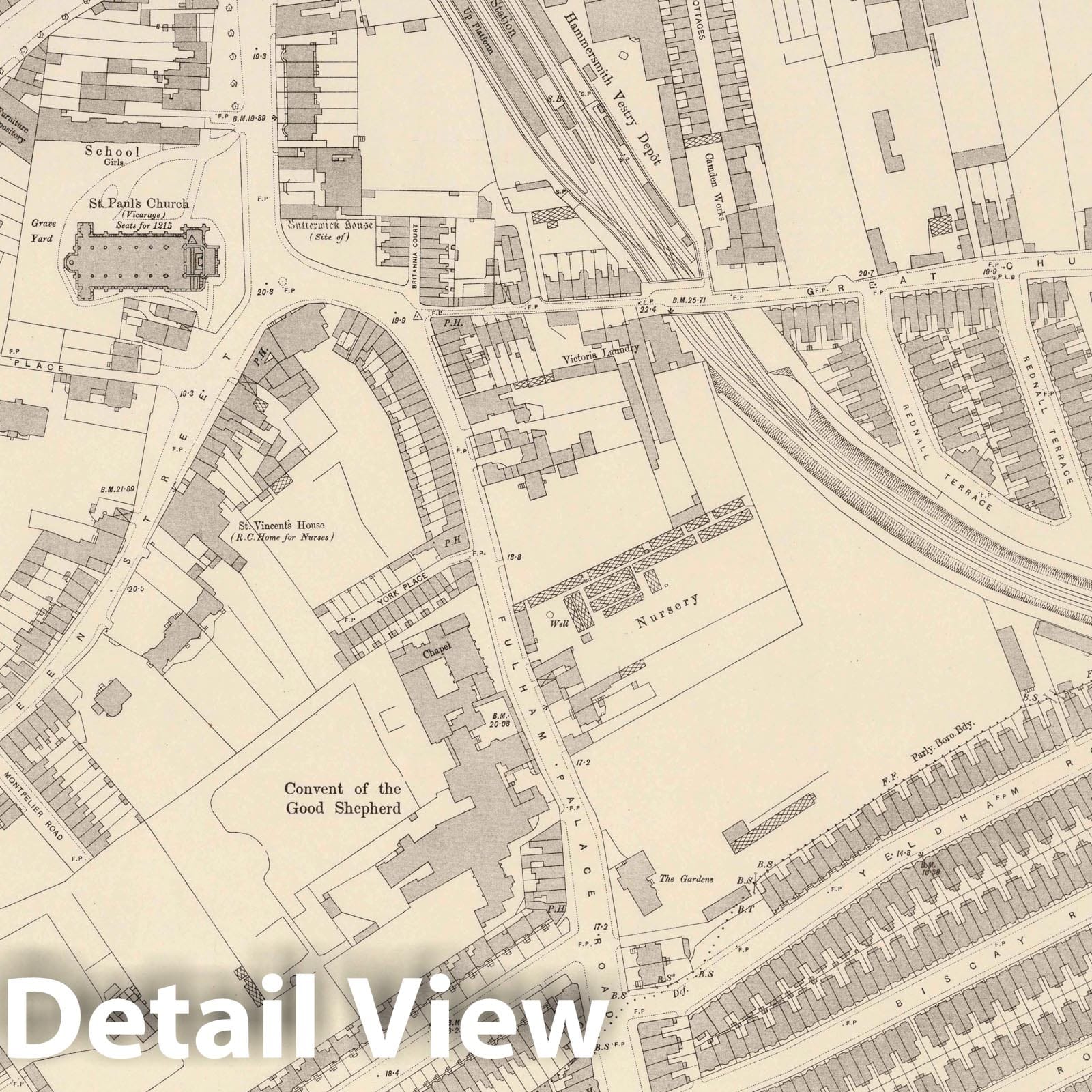 London - Survey Map, 1895 - Ordnance Survey Historical Map Print